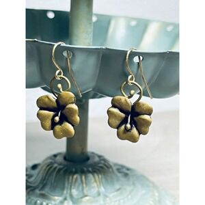 Dangle Earrings Metal Hibiscus Flower French Wire Lightweight